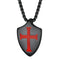 Colliers de la présidence du templier en acier inoxydable U7 pour hommes, étiquette de bouclier croisé de chevalier, amulette en relief 3D, symboles, chrétien, unisexe, cadeau de bijoux Shield cross Black