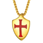 Collier templier pendentif bouclier croix rouge - Vignette | Médiéfan