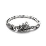 Bracelet Maille Épi Tête de Dragon Argenté - Vignette | Médiéfan