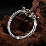 Jonc Viking Têtes de Loup Torsadé Vintage - Vignette | Médiéfan