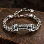 Bracelet Double Tête de Serpent sur Chaîne - Vignette | Médiéfan
