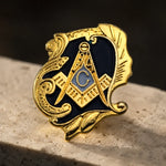 Pin's franc-maçon compas et équerre émaillé bleu - Vignette | Médiéfan