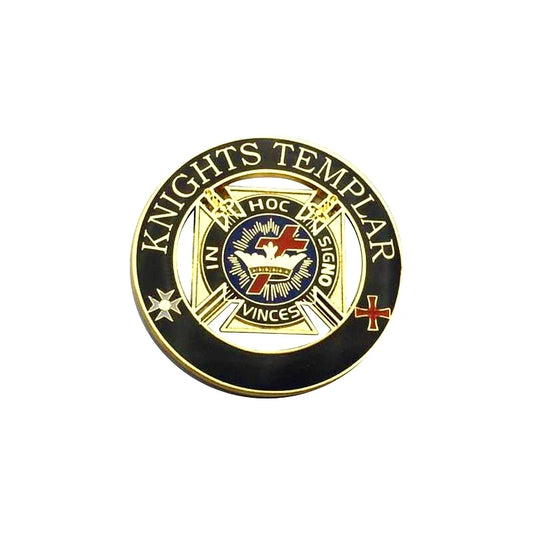 Pin's chevaliers templiers médaillon doré croix rouge