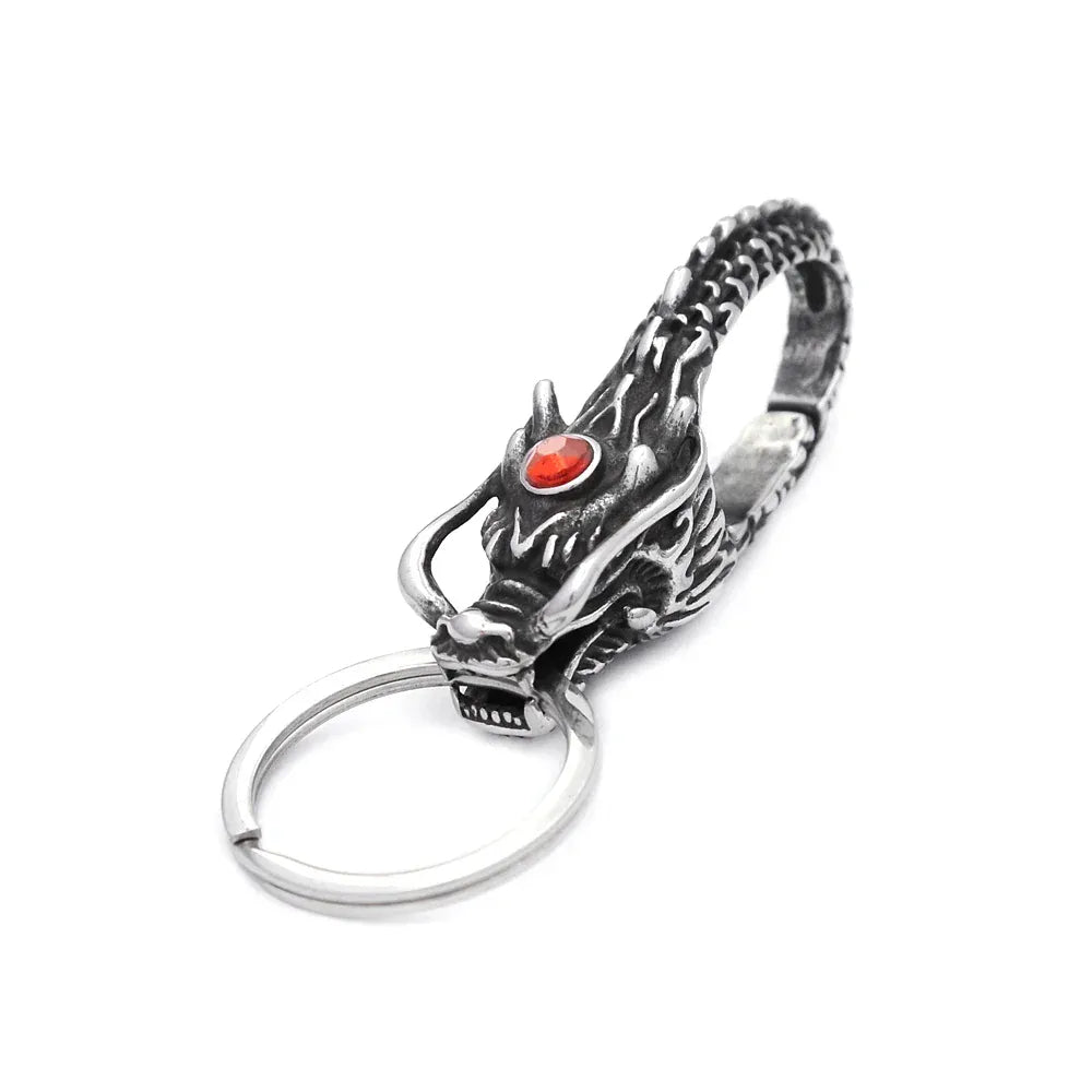Gothic Vintage 316L Stainless Steel Skull Keychain Hip Hop Biker Animal Keychains Fashion Charm Key Chain Rings Jewelry Gifts Style C