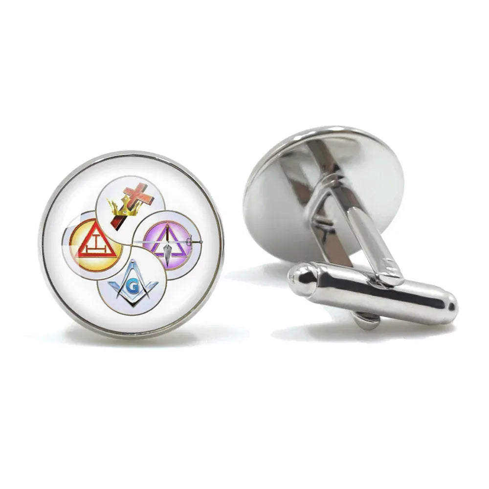 Vintage hommes manchette franc-maçon Illuminati templiers Logo maçon maçonnique verre gemme boutons de manchette costume boutons de manchette hommes chemise accessoires 1