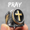 Bague croix dorée « PRAY »