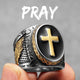 Bague croix dorée « PRAY »