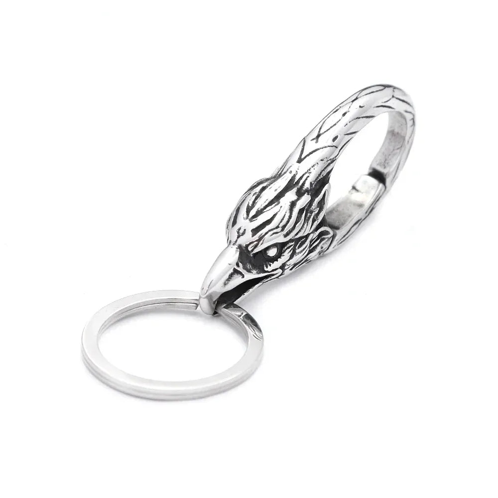 Gothic Vintage 316L Stainless Steel Skull Keychain Hip Hop Biker Animal Keychains Fashion Charm Key Chain Rings Jewelry Gifts Style E