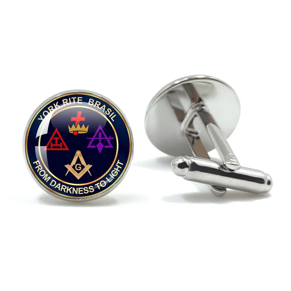 Vintage hommes manchette franc-maçon Illuminati templiers Logo maçon maçonnique verre gemme boutons de manchette costume boutons de manchette hommes chemise accessoires 5