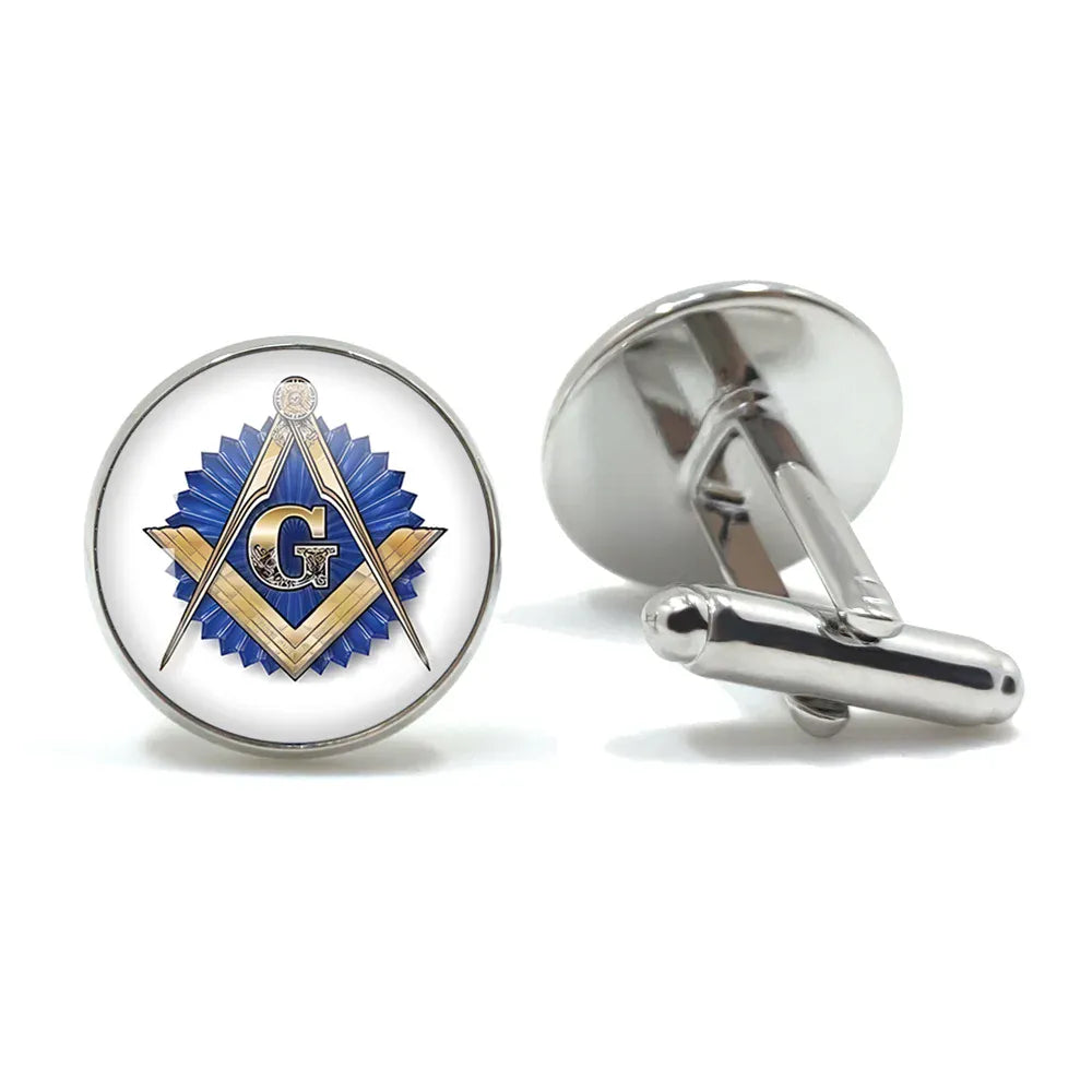Vintage hommes manchette franc-maçon Illuminati templiers Logo maçon maçonnique verre gemme boutons de manchette costume boutons de manchette hommes chemise accessoires 10