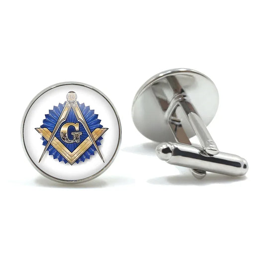 Vintage hommes manchette franc-maçon Illuminati templiers Logo maçon maçonnique verre gemme boutons de manchette costume boutons de manchette hommes chemise accessoires 10