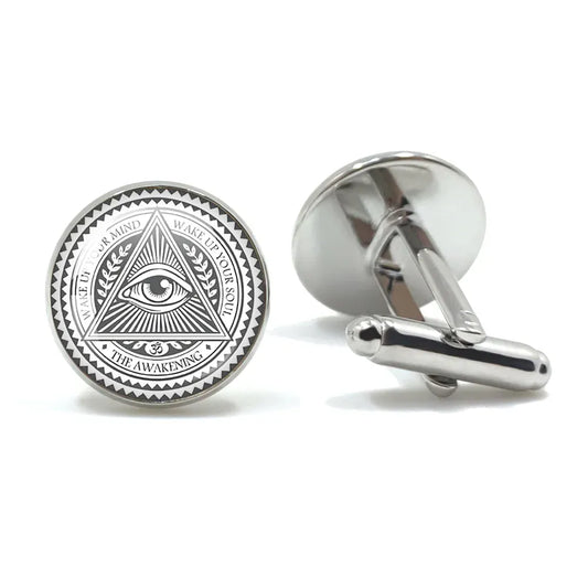 Vintage hommes manchette franc-maçon Illuminati templiers Logo maçon maçonnique verre gemme boutons de manchette costume boutons de manchette hommes chemise accessoires 14