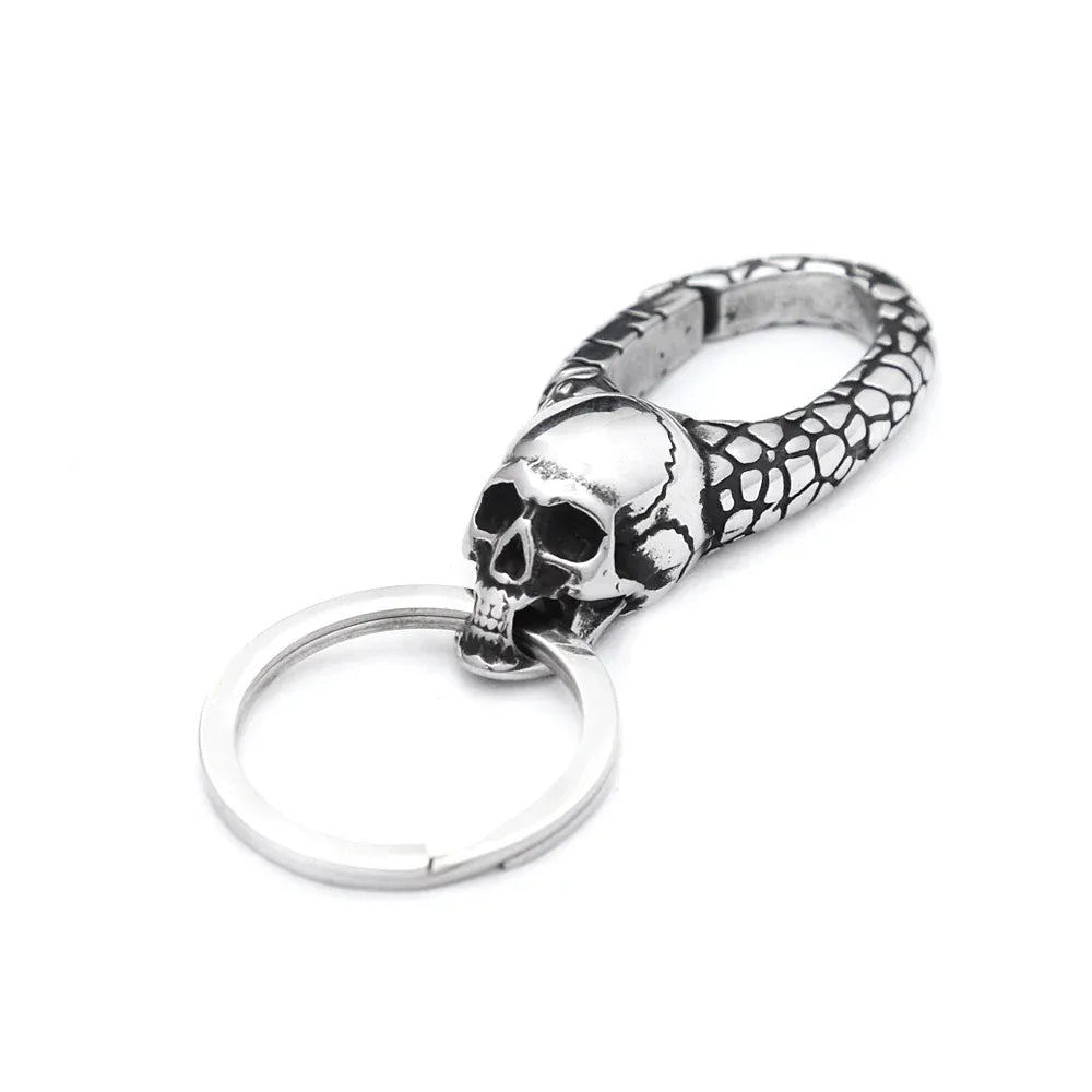 Gothic Vintage 316L Stainless Steel Skull Keychain Hip Hop Biker Animal Keychains Fashion Charm Key Chain Rings Jewelry Gifts Style B