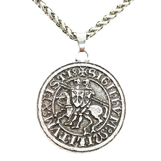Collier templier pendentif sceau des cavaliers « Sigillum Militum »