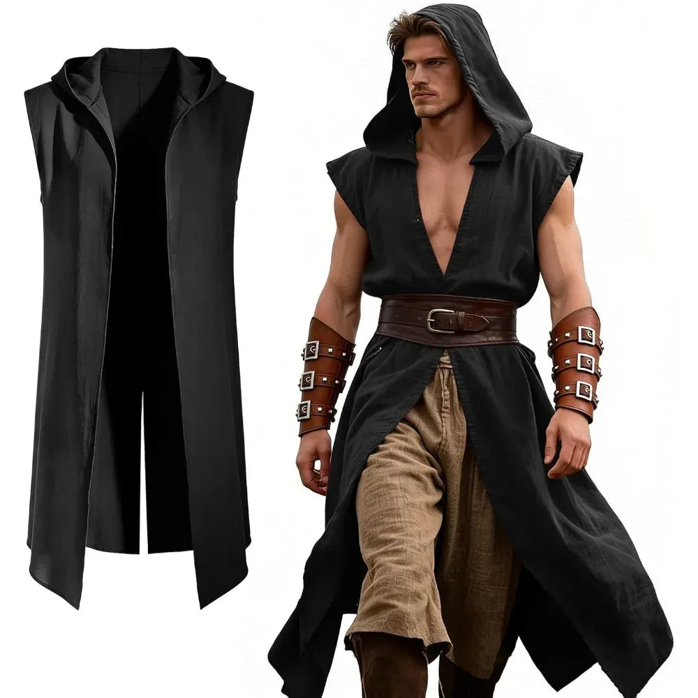 Surcot à Capuche d'Assassin Noir / XXXL