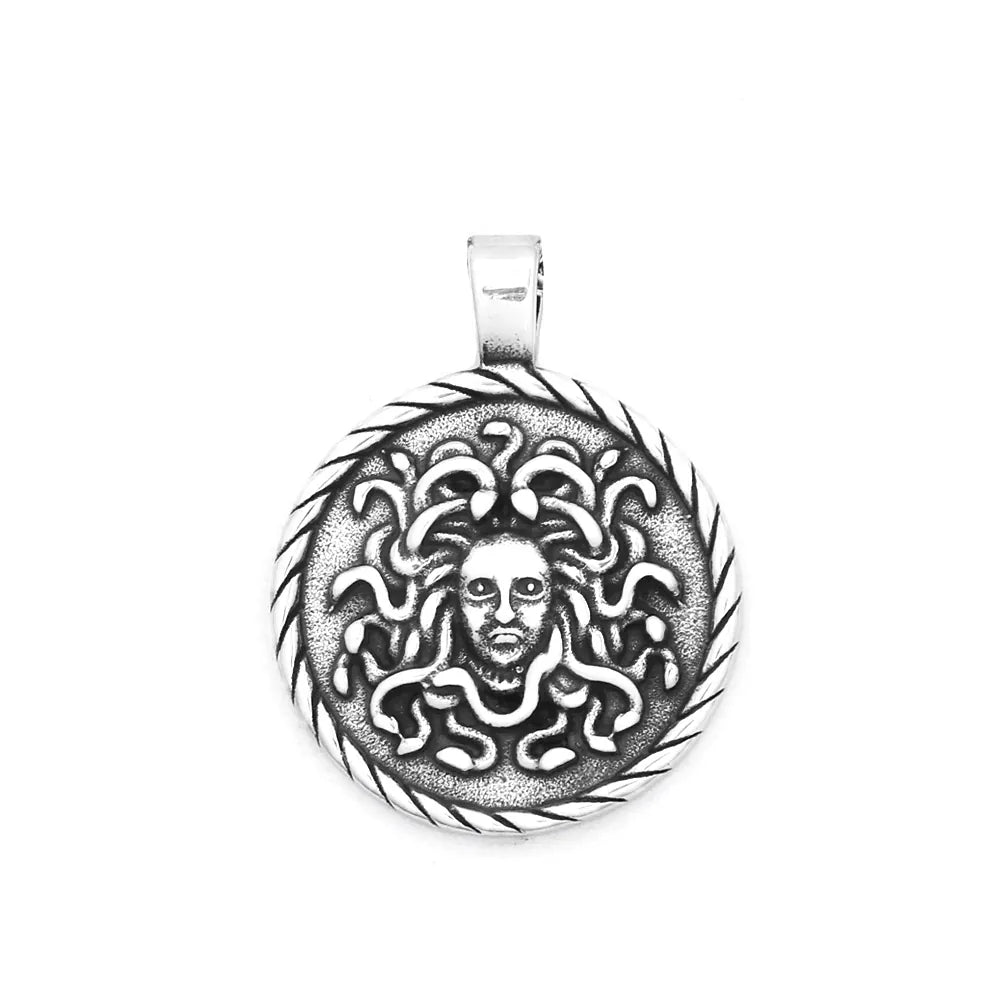 Gothic Classic Medusa Pendant Necklace For Men Women Stainless Steel Vintage Snake Animal Accessories Party Gift Fashion Jewelry No Chain 2