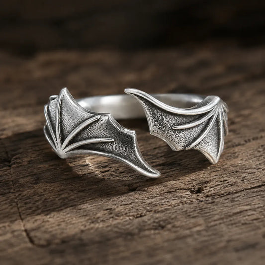 Bague Aile de Dragon Argenté / Ajustable