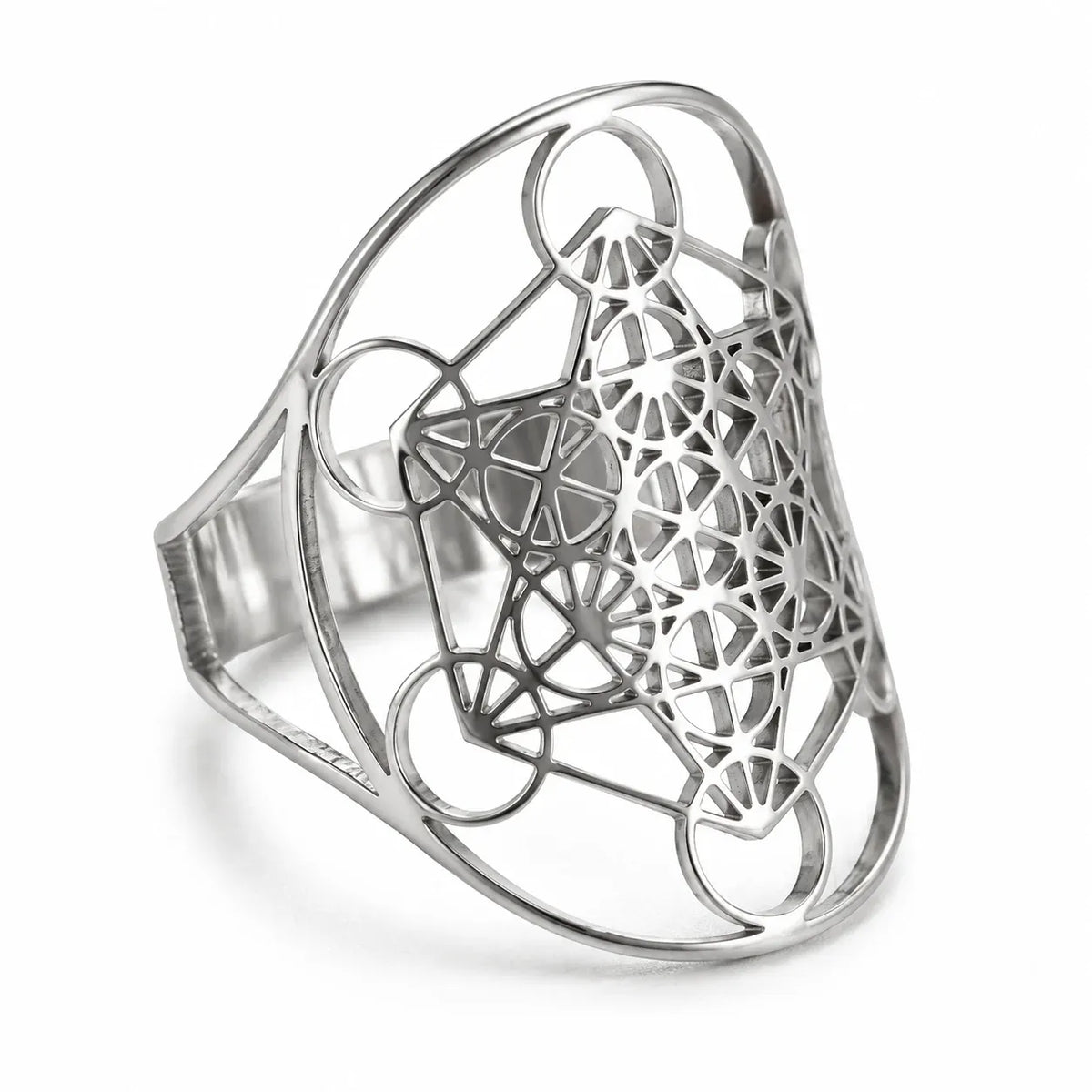 Bague Cube de Métatron Ajourée Argenté