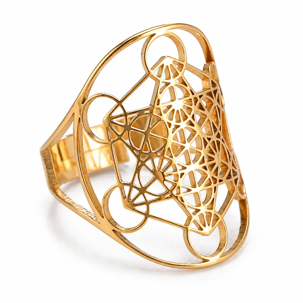 Bague Cube de Métatron Ajourée Doré