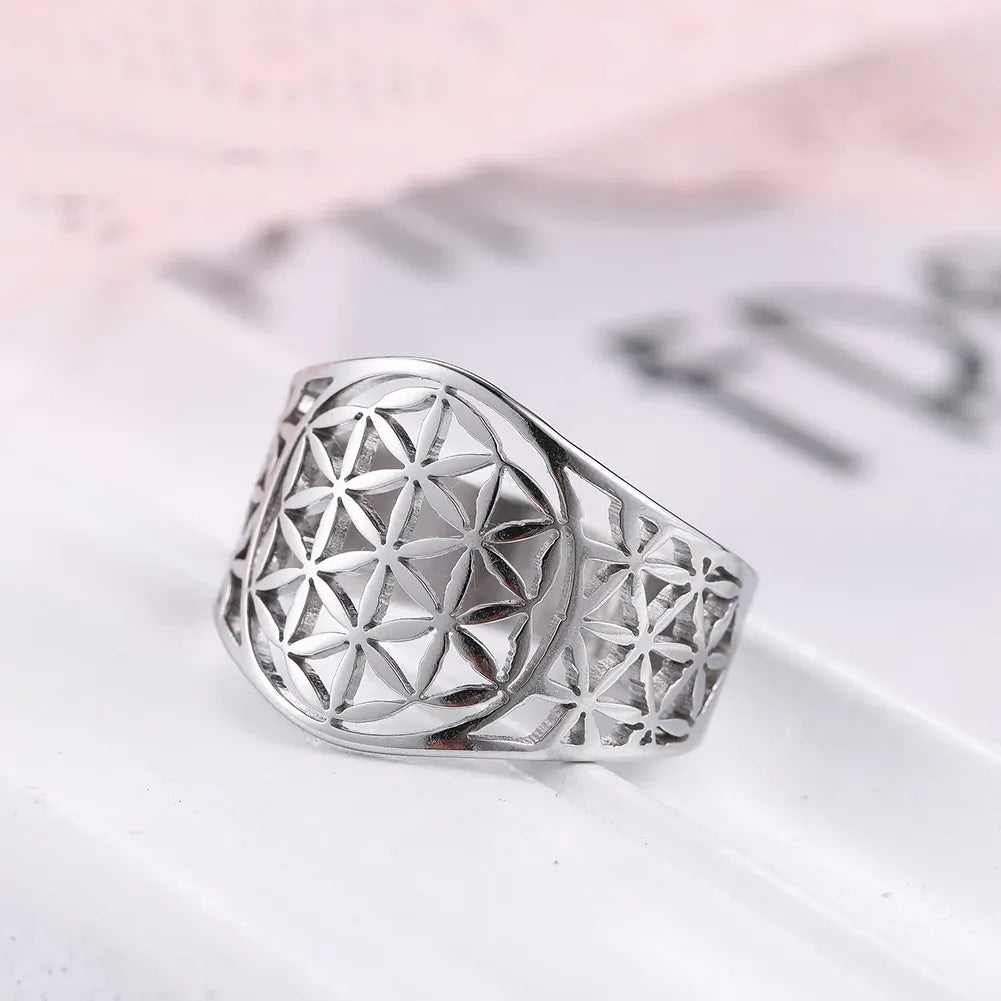 Bague Dôme Fleur de Vie Ajourée