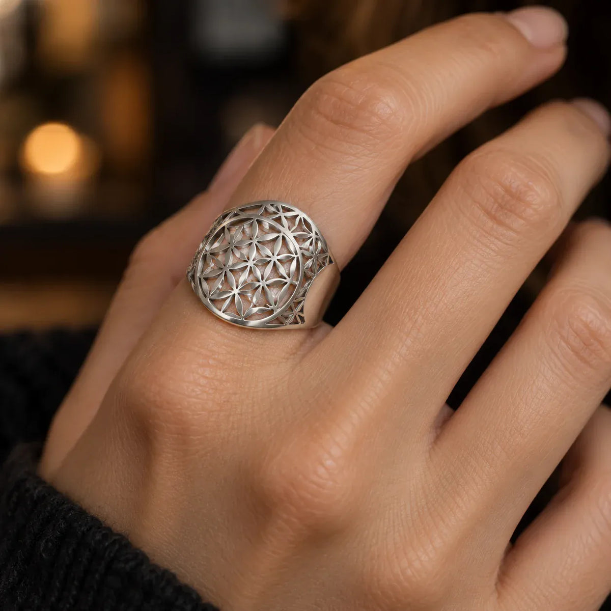 Bague Dôme Fleur de Vie Ajourée