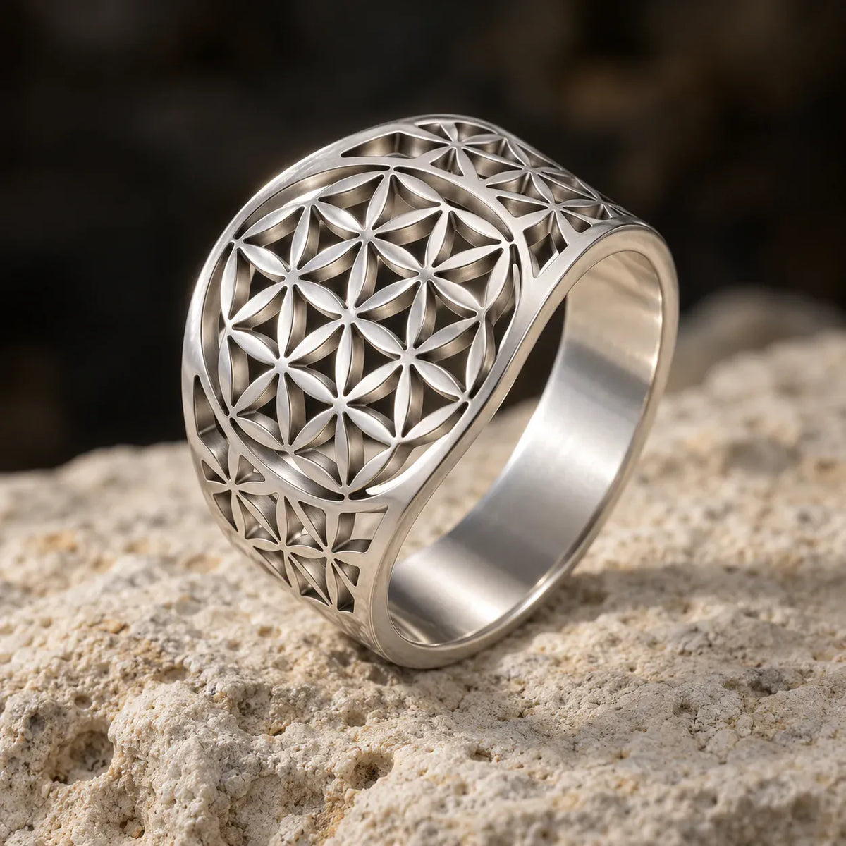 Bague Dôme Fleur de Vie Ajourée