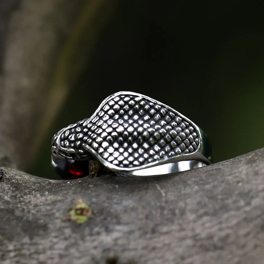 Bague Double Cobra aux Pierres Rouges