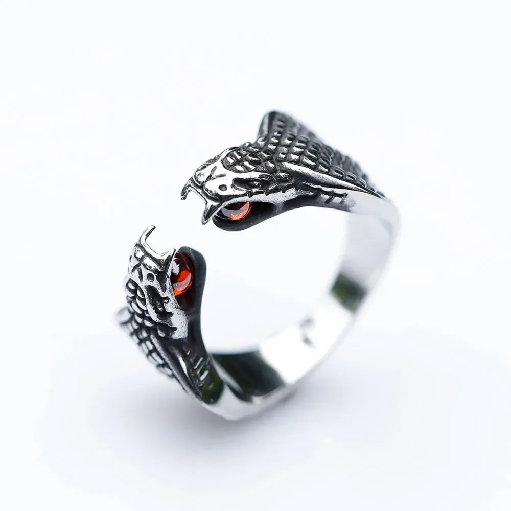 Bague Double Cobra aux Pierres Rouges