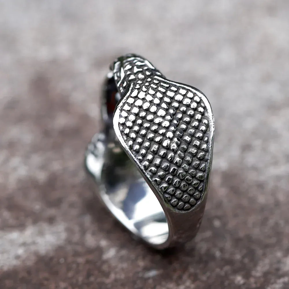 Bague Double Cobra aux Pierres Rouges
