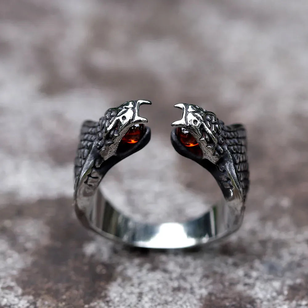 Bague Double Cobra aux Pierres Rouges