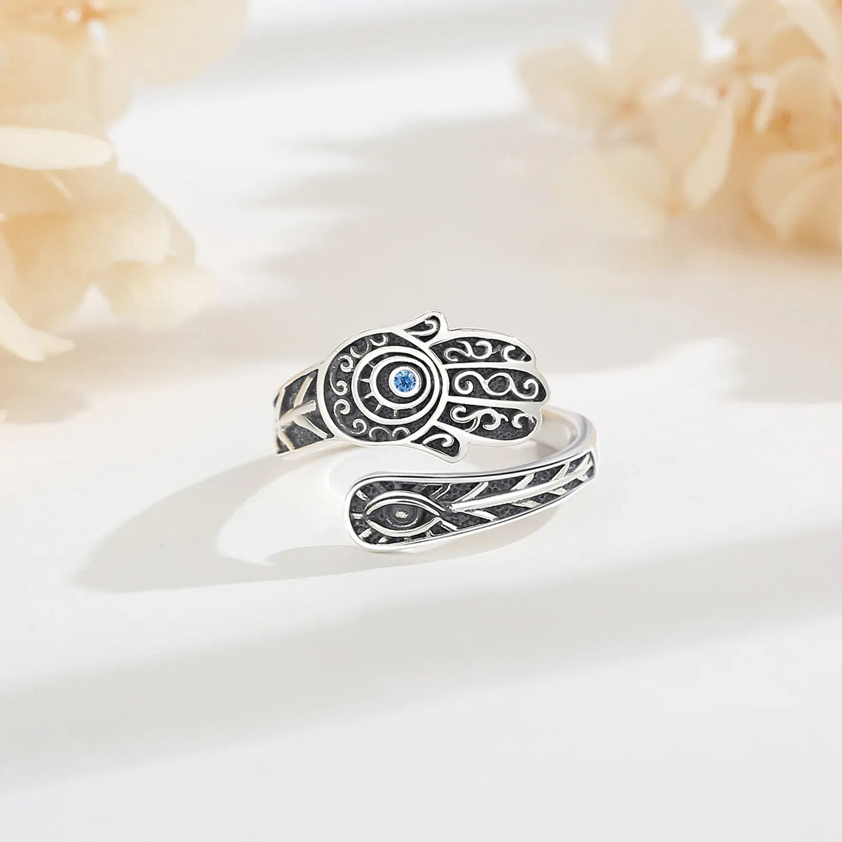 Bague Enveloppante Main de Fatima Vieillie Réglable