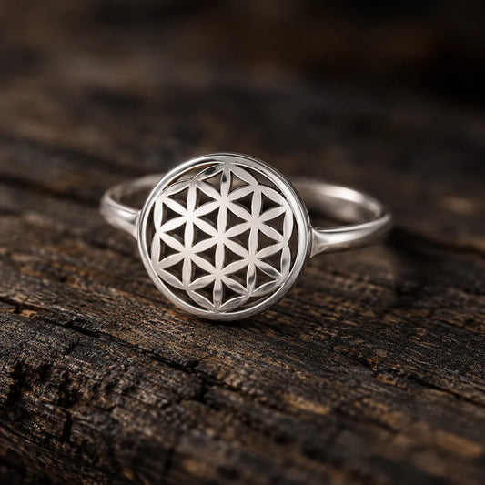 Bague Fine Médaillon Rond Fleur de Vie