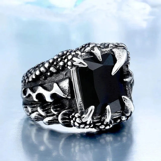 Bague Griffes de Dragon avec Pierre Carrée BR8-178-black / US SIZE / 7