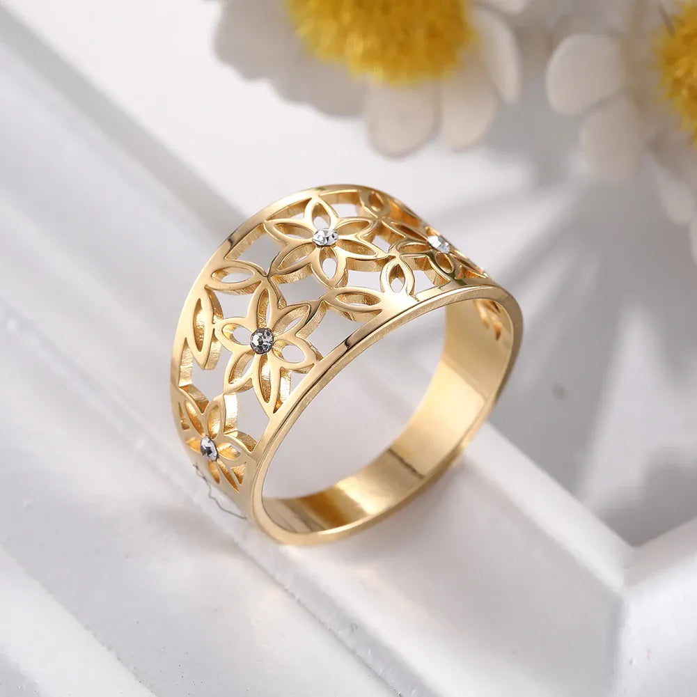 Bague Large Fleur de Vie Sertie de Zircons