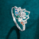Bague Lotus Ajourée à Zircon Poire et 7 Chakras - Vignette | Médiéfan