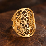 Bague Lotus Rosace Fleur de Vie - Vignette | Médiéfan