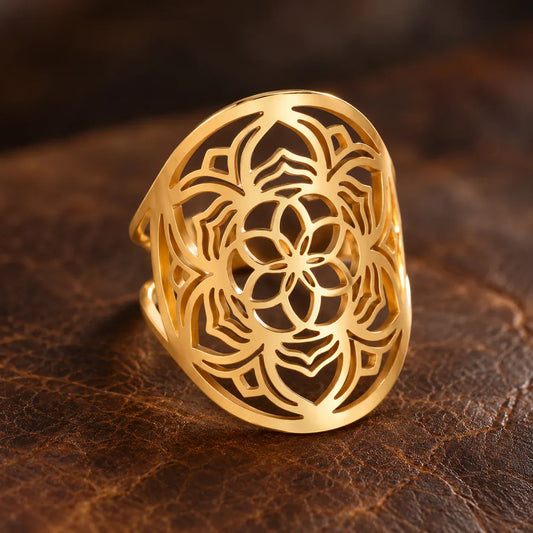 Bague Lotus Rosace Fleur de Vie