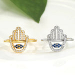 Bague Main de Fatima Ajourée Sertie d'Œil Bleu - Vignette | Médiéfan