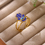 Bague Main de Fatima Émail Bleu et Œil Turc - Vignette | Médiéfan