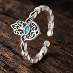 Bague Main de Fatima Filigranée à Pierre Bleue - Vignette | Médiéfan