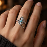 Bague Main de Fatima Filigranée à Pierre Bleue - Vignette | Médiéfan