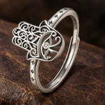 Bague Main de Fatima Œil Ciselé et Étoiles - Vignette | Médiéfan