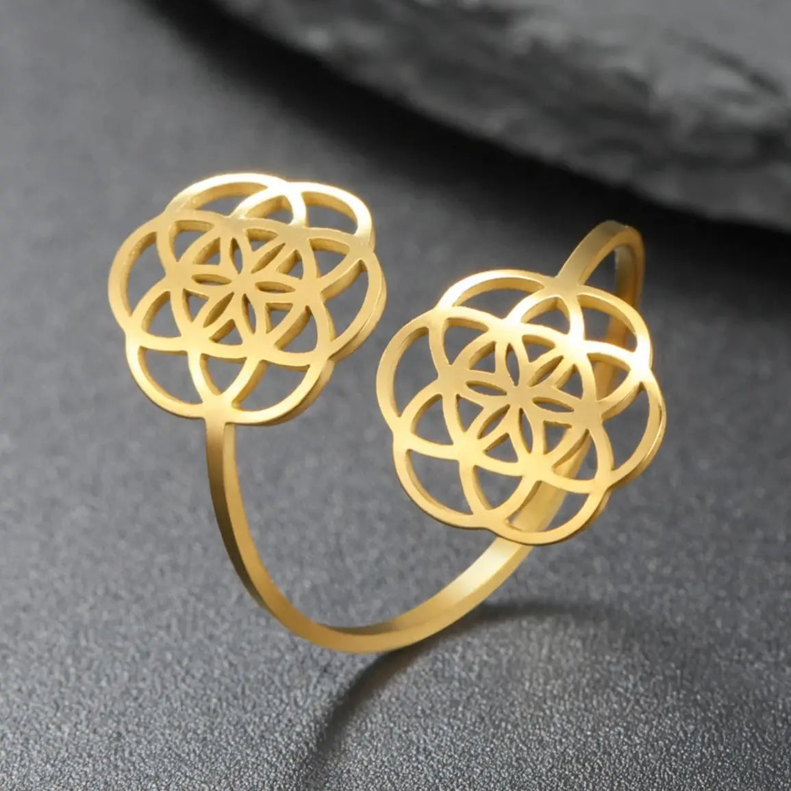 Bague Ouverte Double Graine de Vie