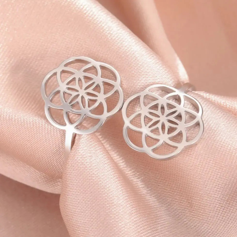 Bague Ouverte Double Graine de Vie
