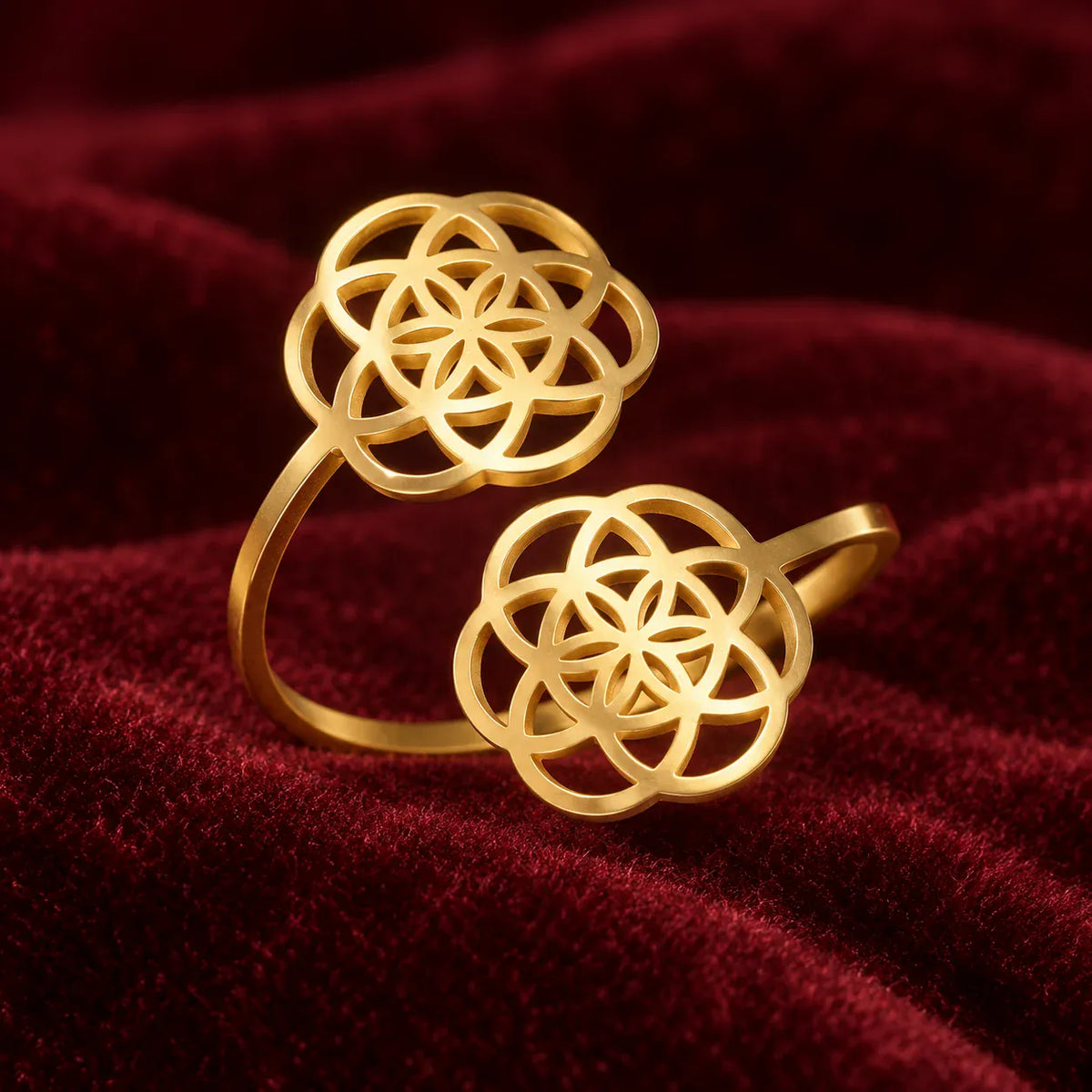 Bague Ouverte Double Graine de Vie