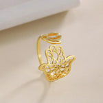 Bague Ouverte Main de Fatima et Bouton de Lotus - Vignette | Médiéfan