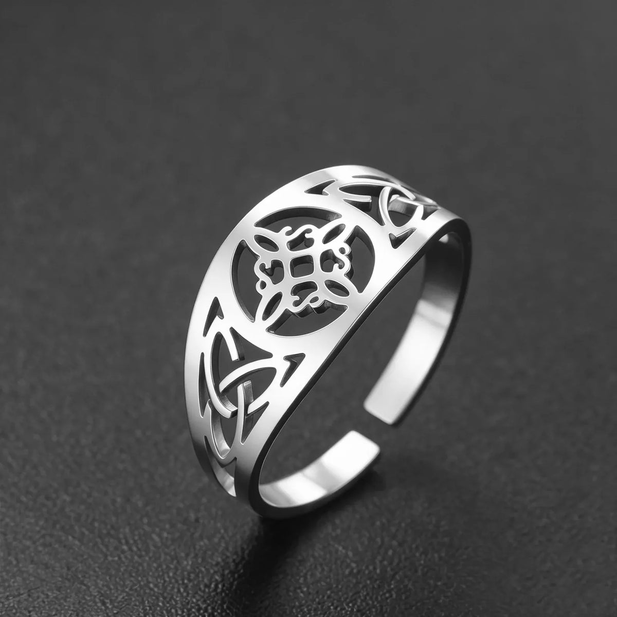 Bague Ouverte Nœud de Sorcière à Volutes Argent
