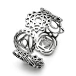Bague Ouverte Symboles des 7 Chakras Ajourés - Vignette | Médiéfan
