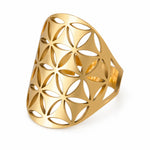 Bague Plaque Fleur de Vie à Pétales Découpés - Vignette | Médiéfan