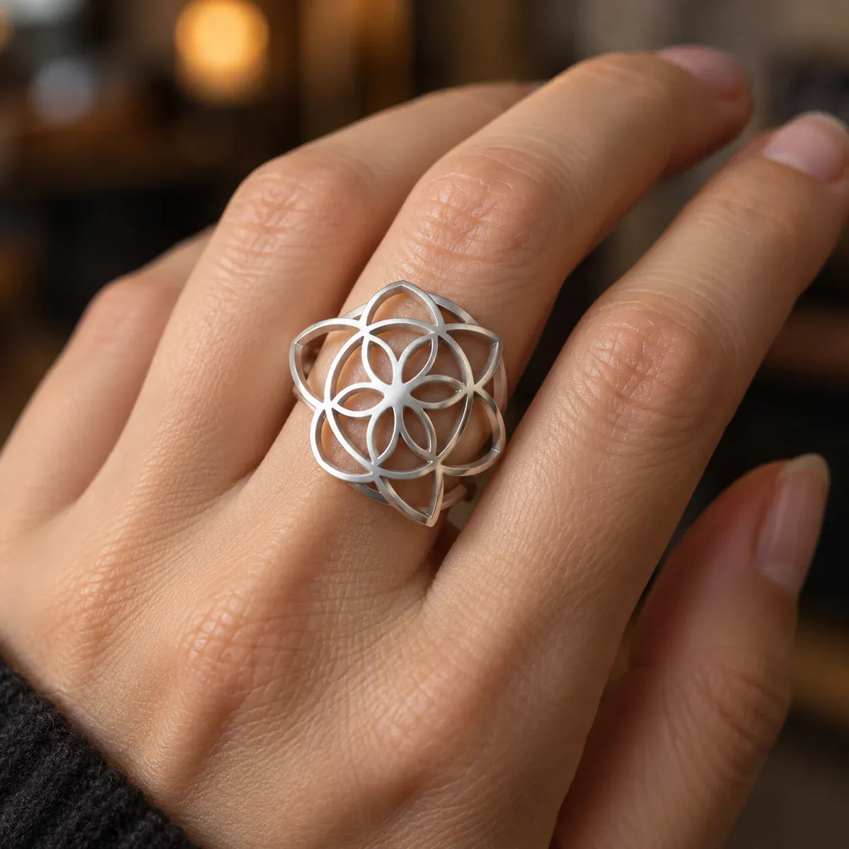 Bague Rosace Trilobée Fleur de Vie
